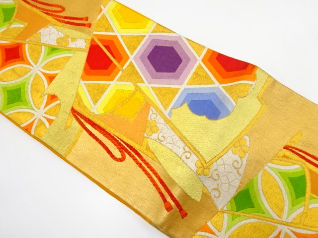 JAPANESE KIMONO / ANTIQUE FUKURO OBI / SILK / WOVEN TAGASODE PATTERN
